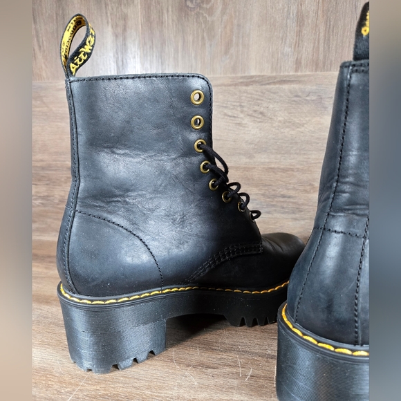 Dr. Martens Shriver Hi Gum Lug Platform Wyoming Black Leather Lace Up Sz 6 / 37 - Picture 4 of 14